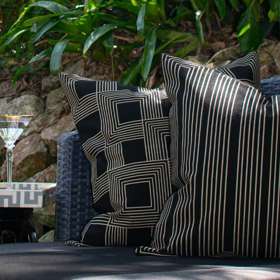Outdoor Paramaze Black & Beige Lounge Cushion 55 x 55 cm-abc