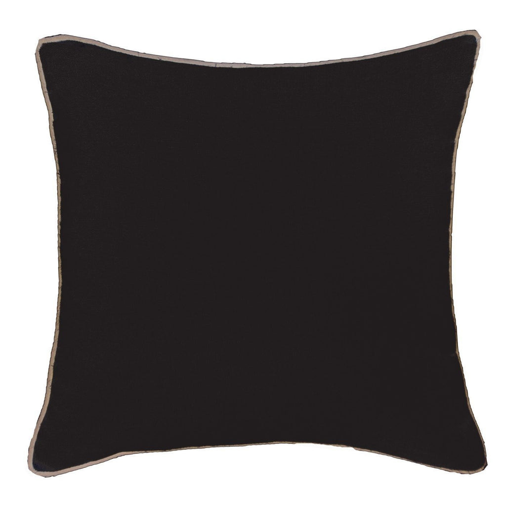 Piped Linen Black Lounge Cushion 55 x 55 cm-abc