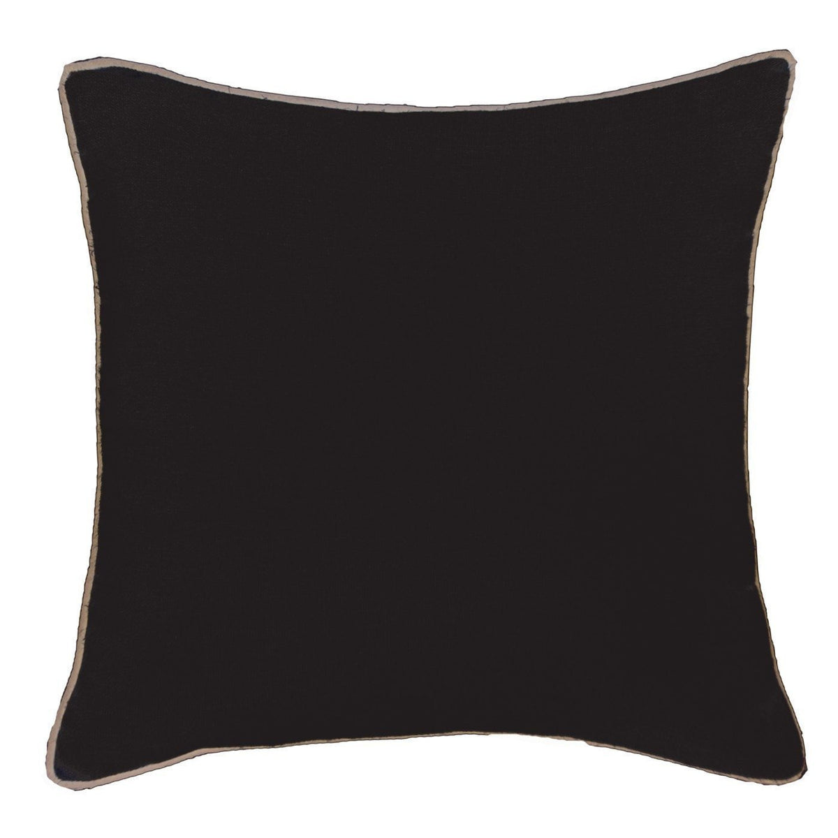 Piped Linen Black Lounge Cushion 55 x 55 cm-abc
