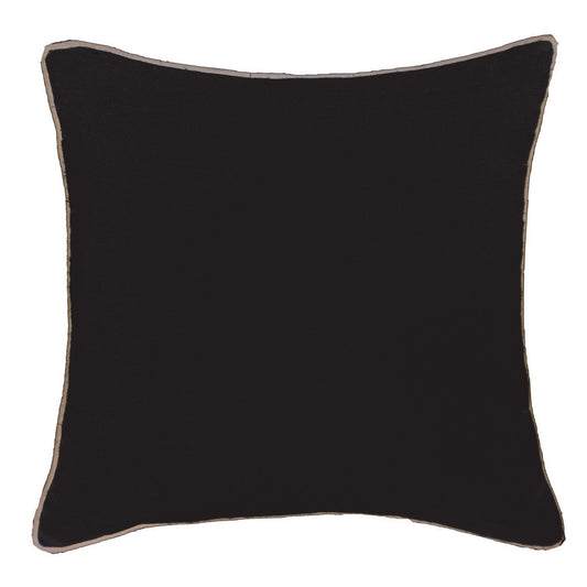 Piped Linen Black Lounge Cushion 55 x 55 cm-abc