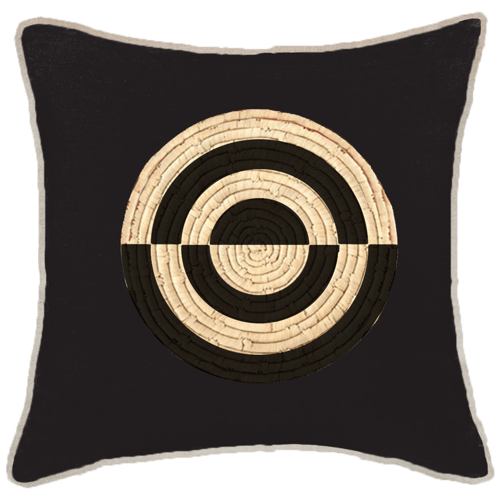 Place Mat Concentric Circles on Black Lounge Cushion 55 x 55 cm-abc