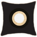 Place Mat Inner Circle on Black Linen Lounge Cushion 55 x 55 cm-abc