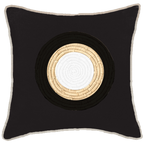 Place Mat Inner Circle on Black Linen Lounge Cushion 55 x 55 cm-abc
