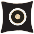 Place Mat Outer Circle on Black Linen Lounge Cushion 55 x 55 cm-abc