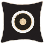 Place Mat Outer Circle on Black Linen Lounge Cushion 55 x 55 cm-abc