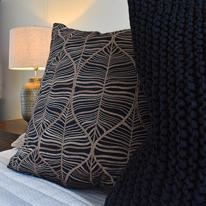 Rake Leaf Black Lounge Cushion-abc