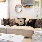 Shell Ring Coffee with Wood Sticks Black Lounge Cushion 55 x 55 cm-abc