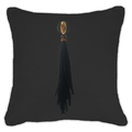 Tassel Mex on Black Linen Lounge Cushion 55 x 55 cm-abc