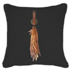 Tassel Tex on Black Linen Lounge Cushion 55 x 55 cm-abc