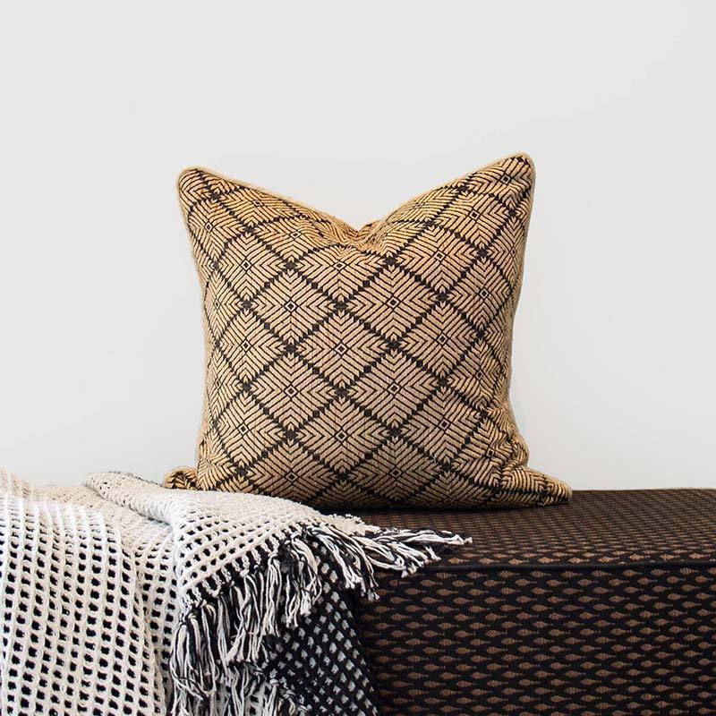 Weave Phulkari Black Lounge Cushion 55 x 55 cm-abc