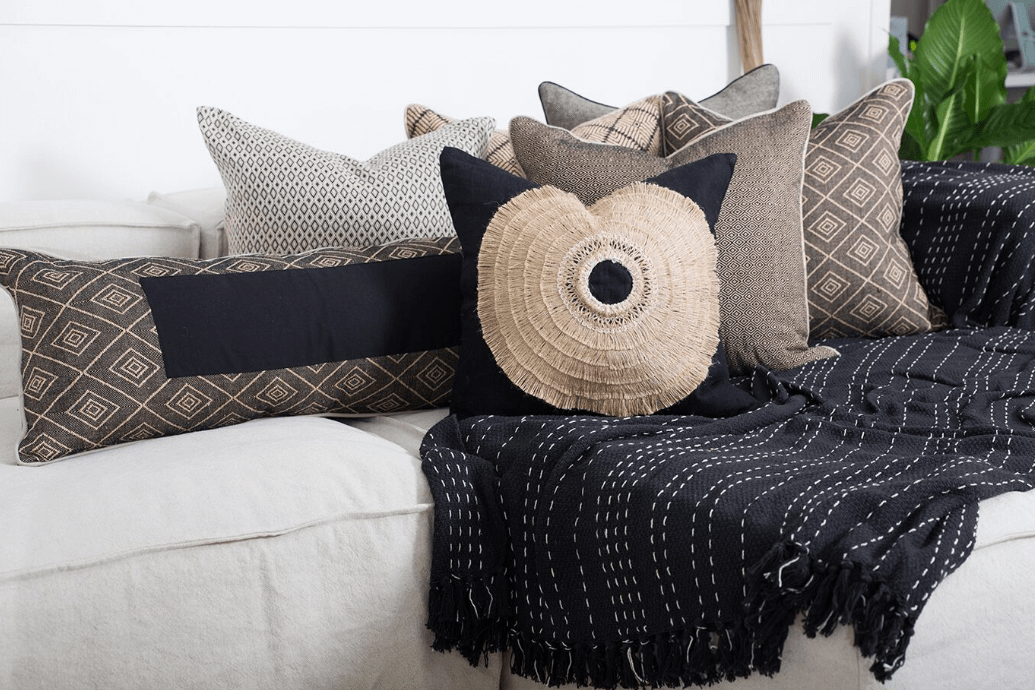 Weave Phulkari Black Lounge Cushion 55 x 55 cm-abc
