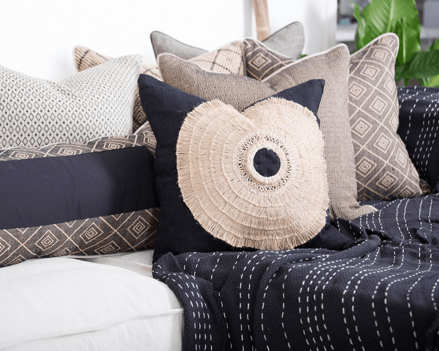 Weave Phulkari Black Lounge Cushion 55 x 55 cm-abc