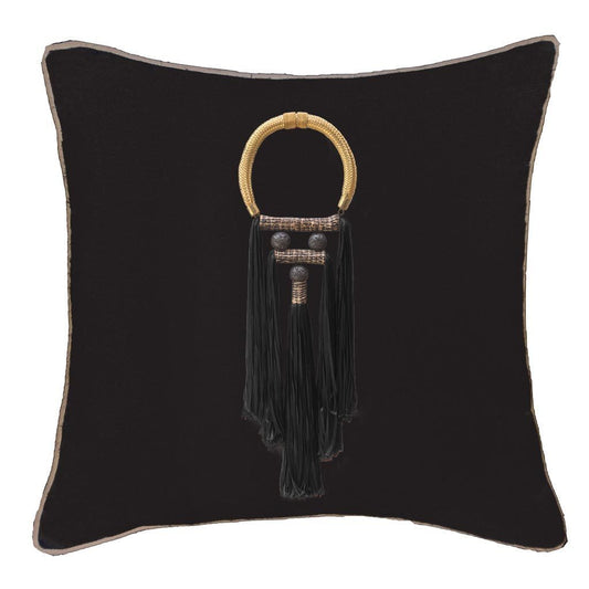 Tassel Spanish Black On Black Lounge Cushion 55 x 55cm-abc