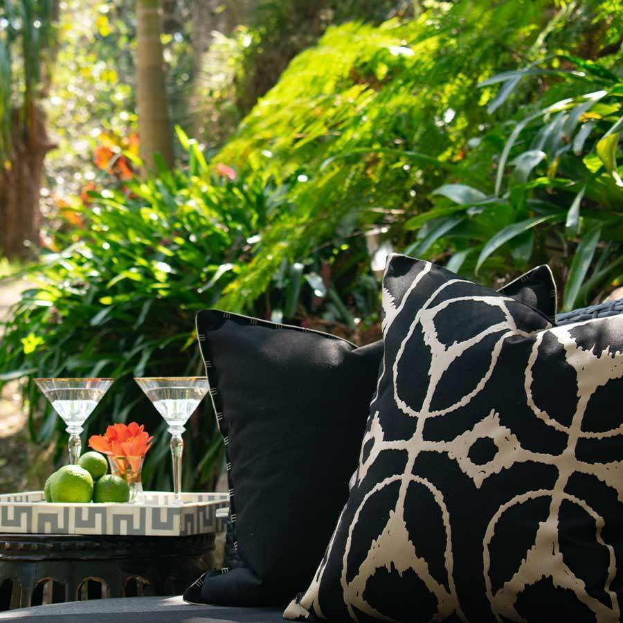 Outdoor Reverse Black Beige Lounge Cushion 55 x 55 cm-abc