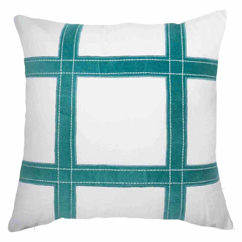 Linen Grid Peacock Lounge Cushion 55x55cm-abc
