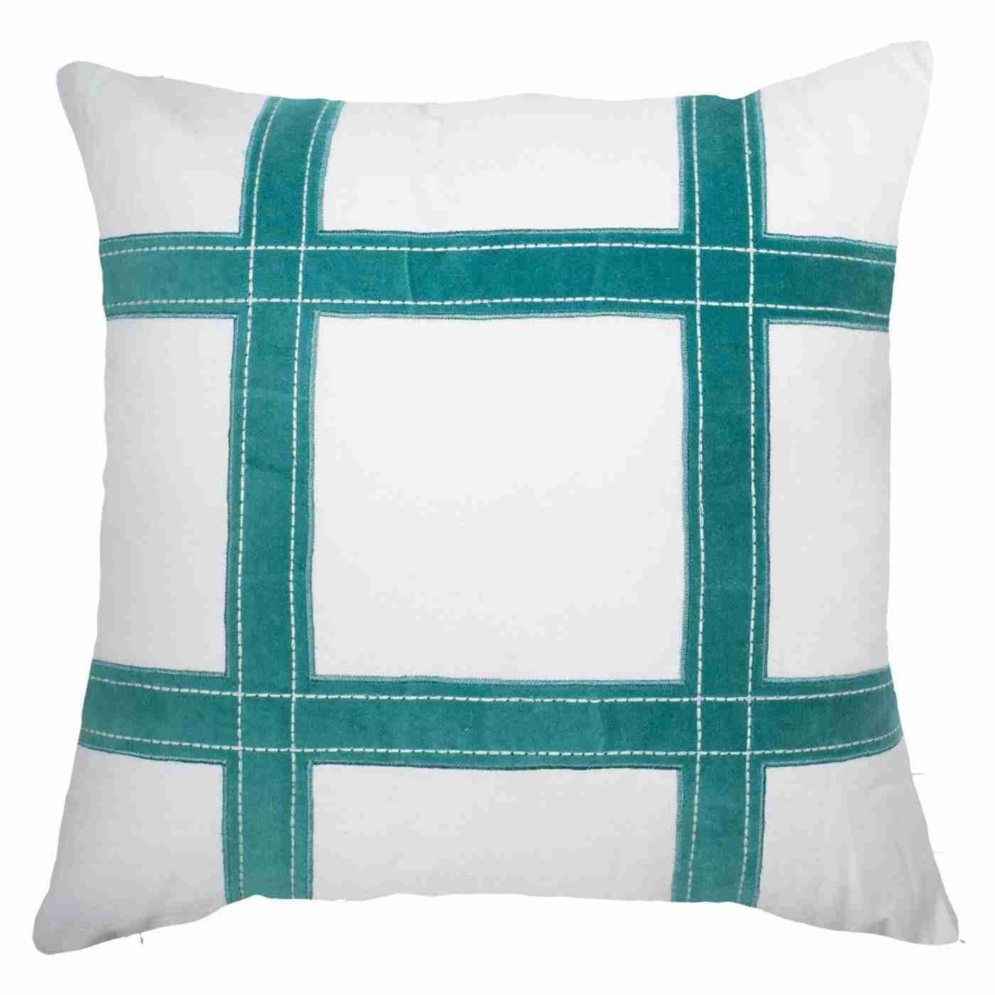 Linen Grid Peacock Lounge Cushion 55x55cm-abc