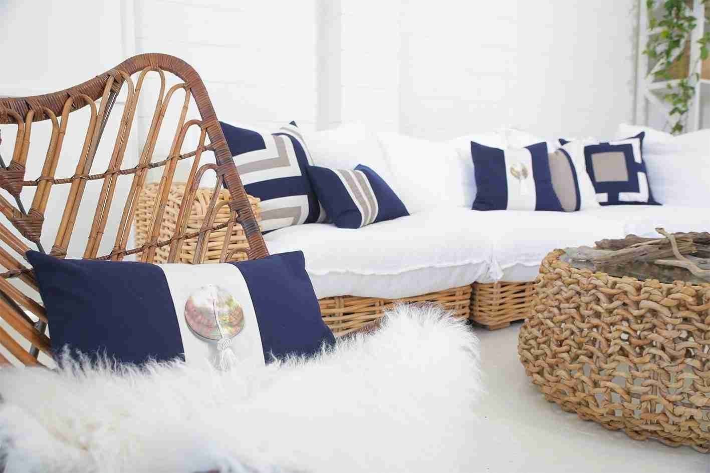 Outdoor Regent Cross Navy Lounge Cushion 55 x 55 cm-abc