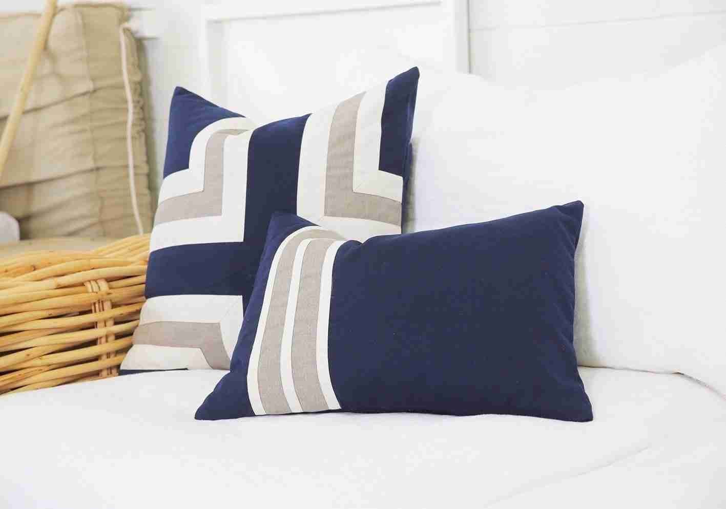 Outdoor Regent Cross Navy Lounge Cushion 55 x 55 cm-abc