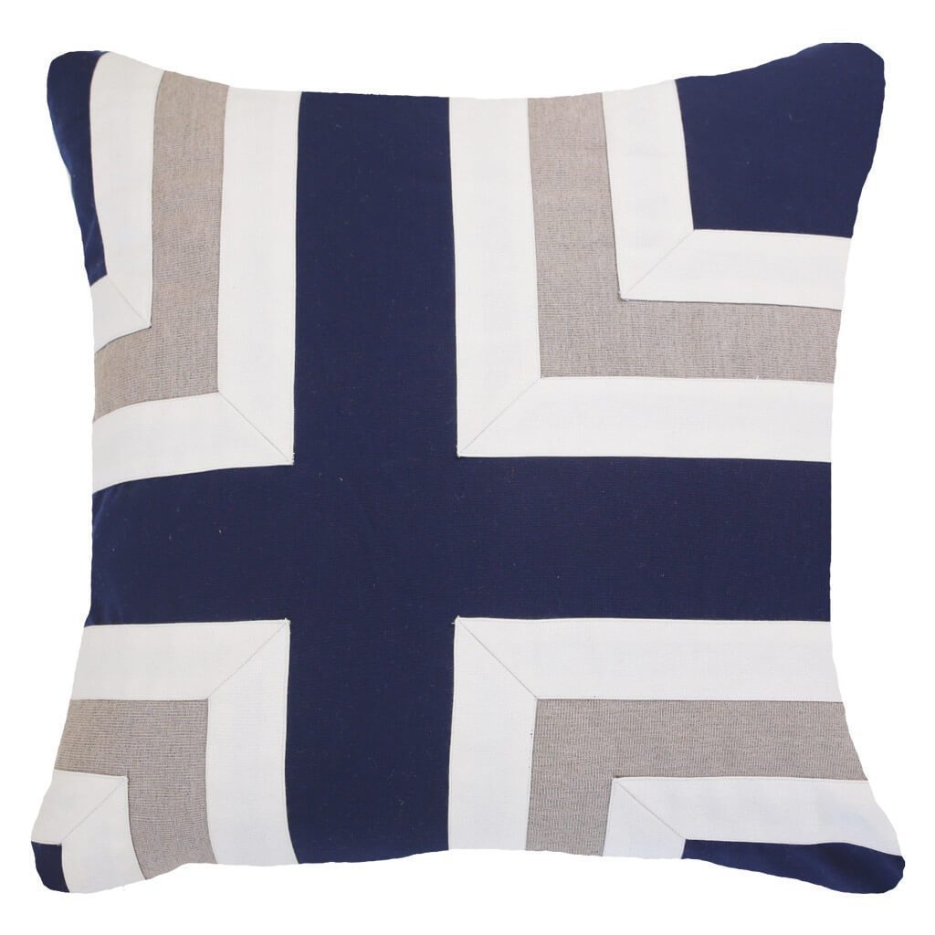 Outdoor Regent Cross Navy Lounge Cushion 55 x 55 cm-abc