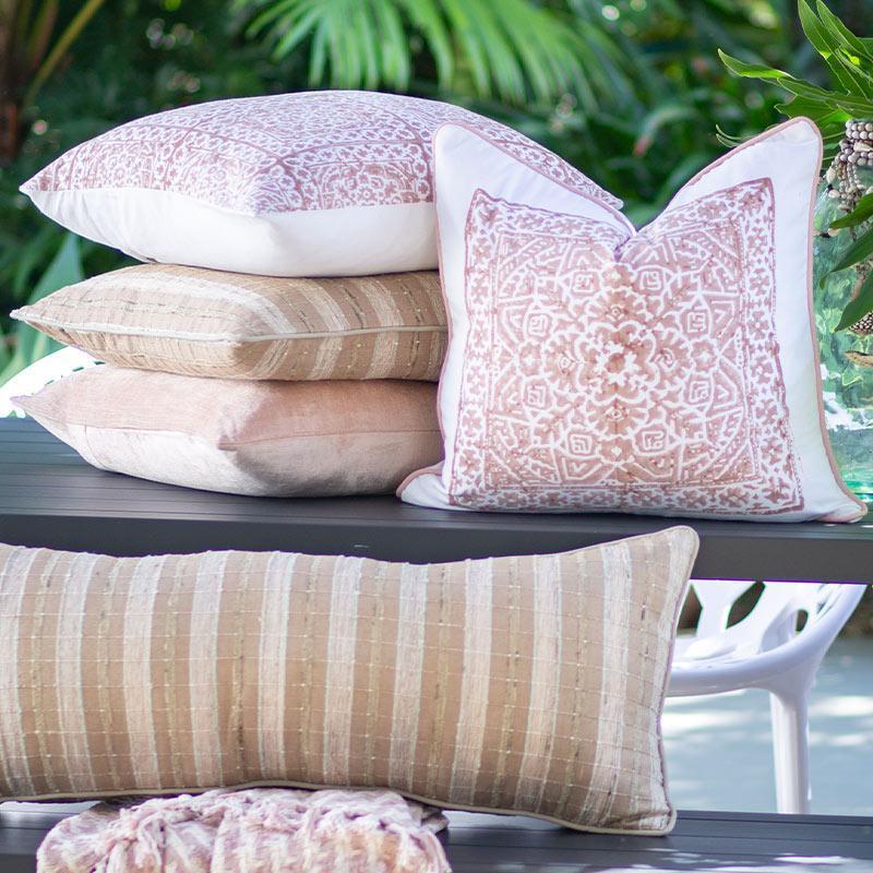 Kilim Block Print Blush Lounge Cushion-abc