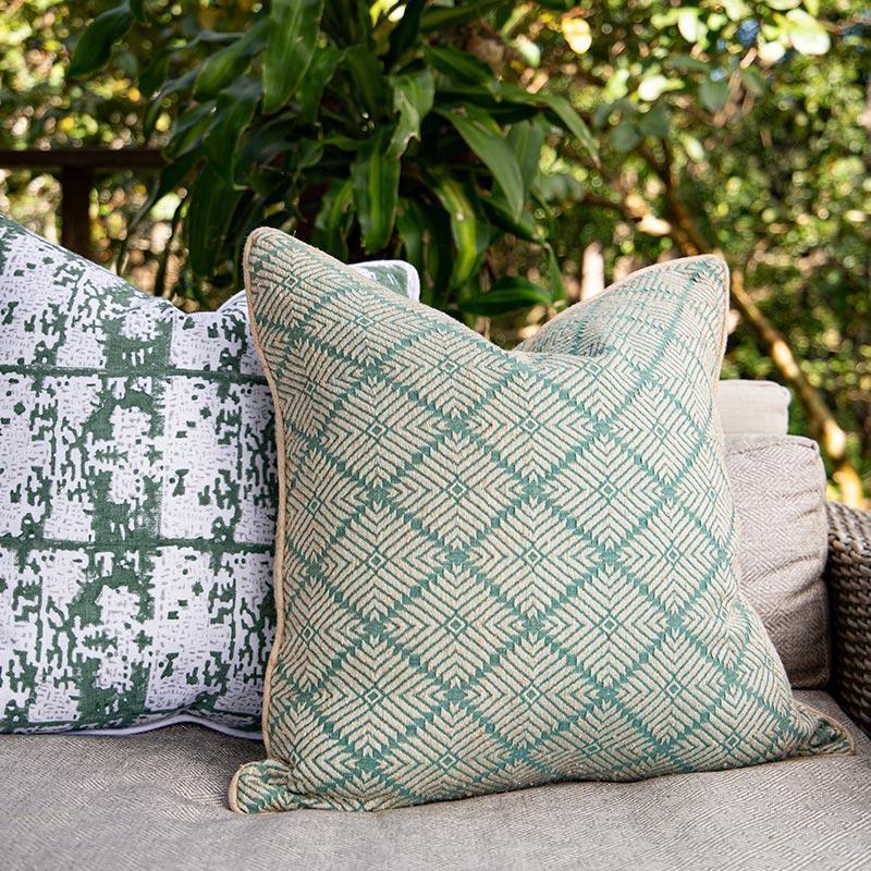 Weave Phulkari Celadon Lounge Cushion 55 x 55 cm-abc