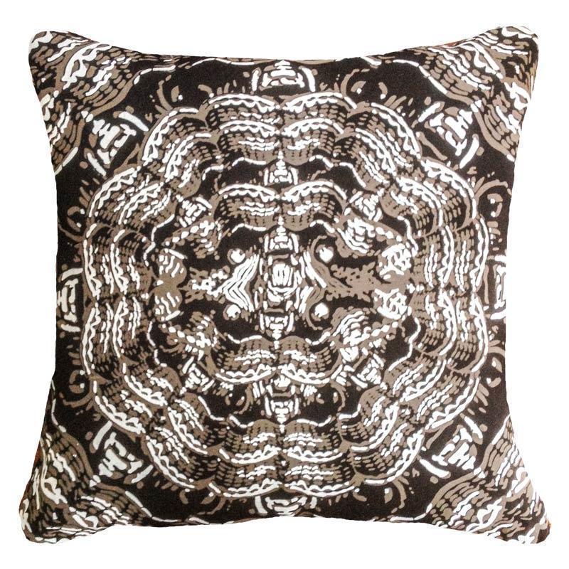 Brahmin Moth Screenprint Chocolate Cushion-abc
