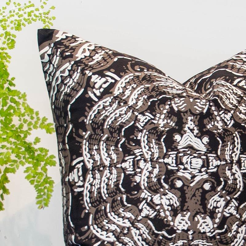 Brahmin Moth Screenprint Chocolate Cushion-abc