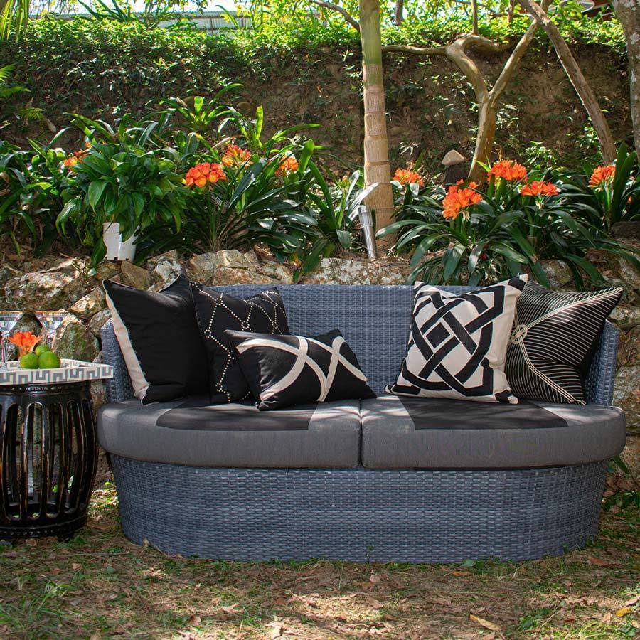 Outdoor Dial Black & Beige Lounge Cushion 55 x 55 cm-abc