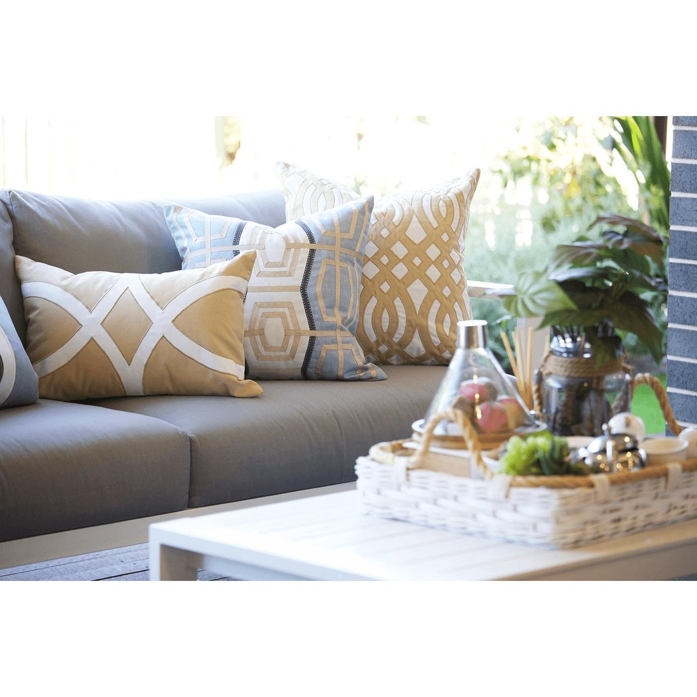 Outdoor Diamond Scroll Natural Lounge Cushion 55 x 55 cm-abc