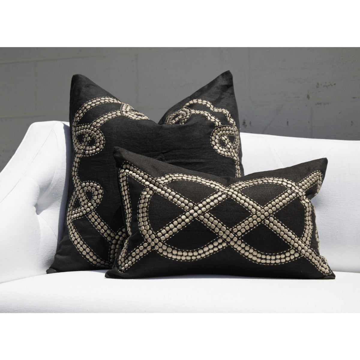 Dot Chain Knot Black Lounge Cushion 55x55cm-abc