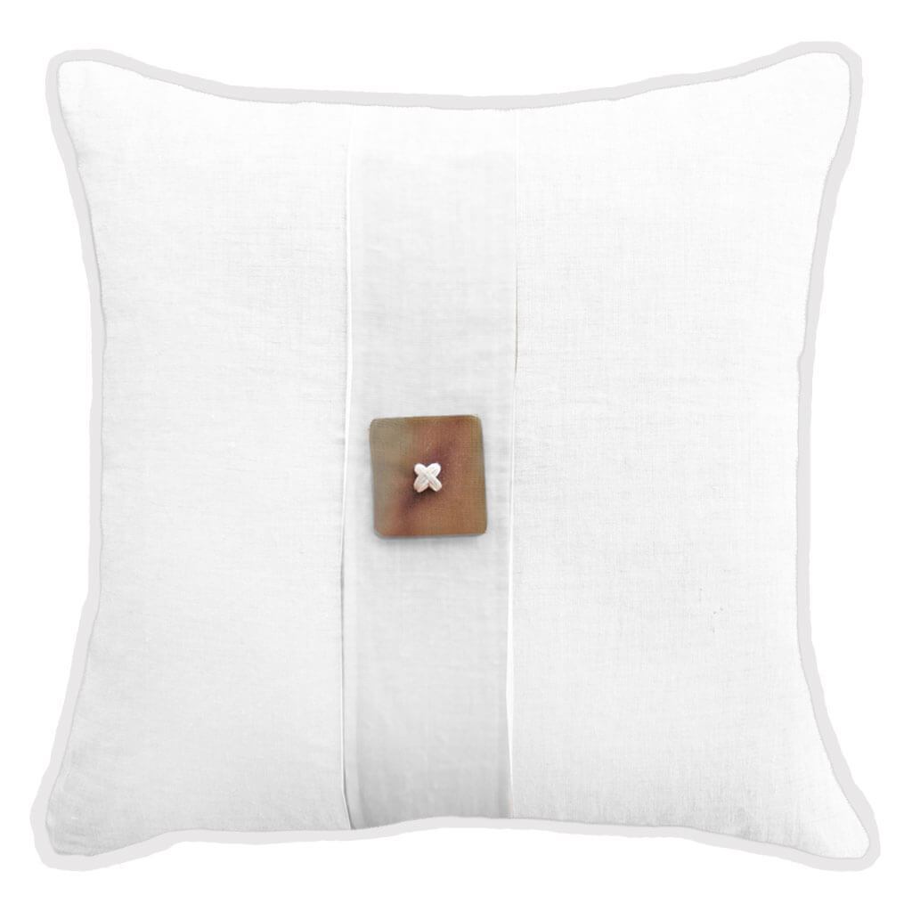 Horn Button White Lounge Cushion 55 x 55cm-abc