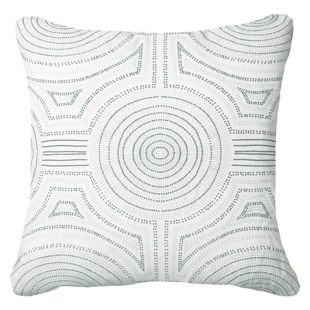 Outdoor Dreamtime Aboriginal Dot Green Lounge Cushion 55 x 55 cm-abc