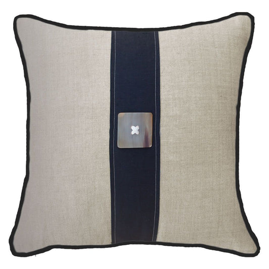 Horn Button Linen Lounge Cushion 55 x 55 cm-abc