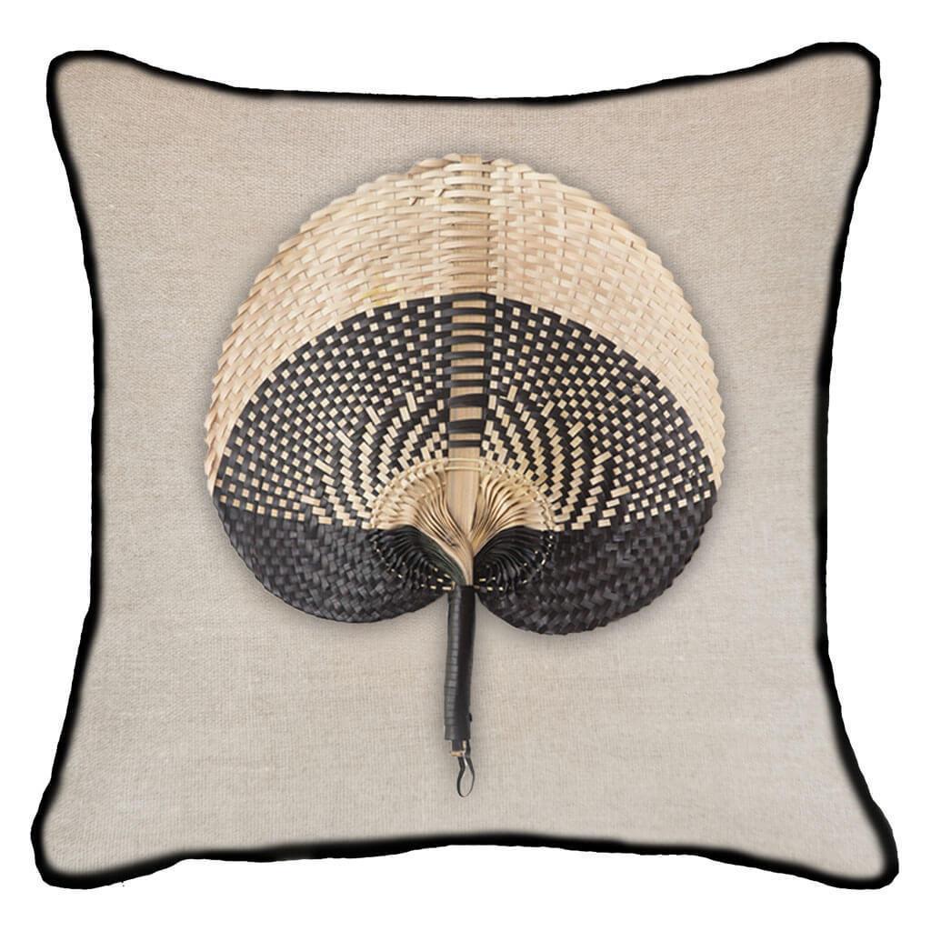 Fan Black on Natural Lounge Cushion 55 x 55 cm-abc