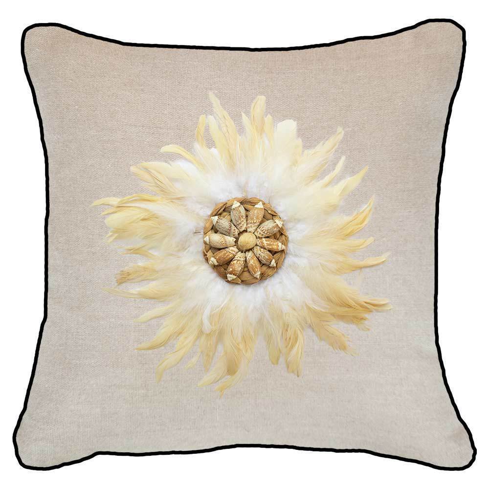 Feather Shell White Juju Natural Lounge Cushion 55 x 55 cm-abc