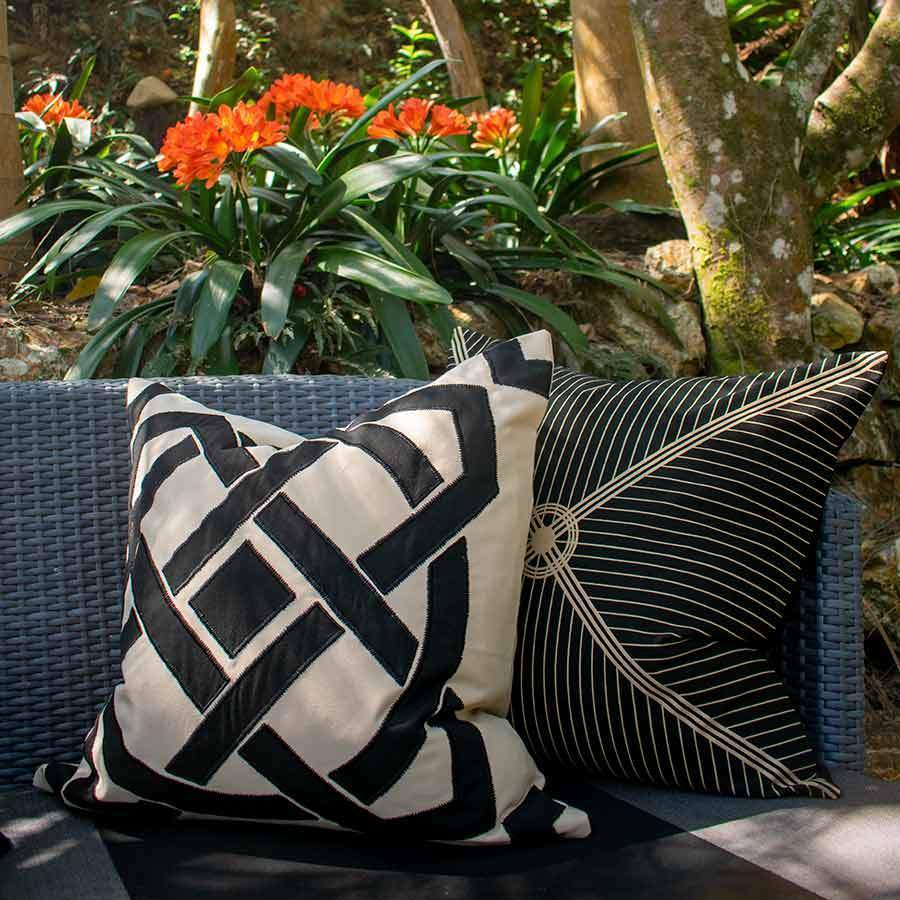 Outdoor Dial Black & Beige Lounge Cushion 55 x 55 cm-abc