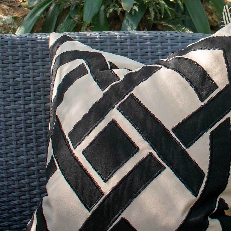 Outdoor Dial Black & Beige Lounge Cushion 55 x 55 cm-abc