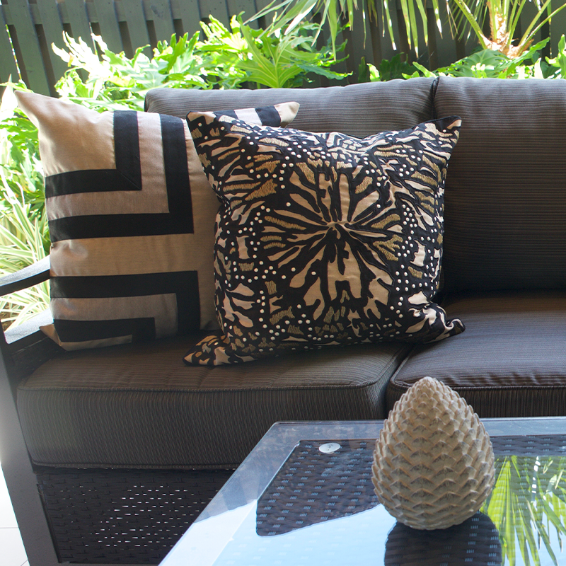 Outdoor Regent Cross Black Lounge Cushion 55 x 55cm-abc