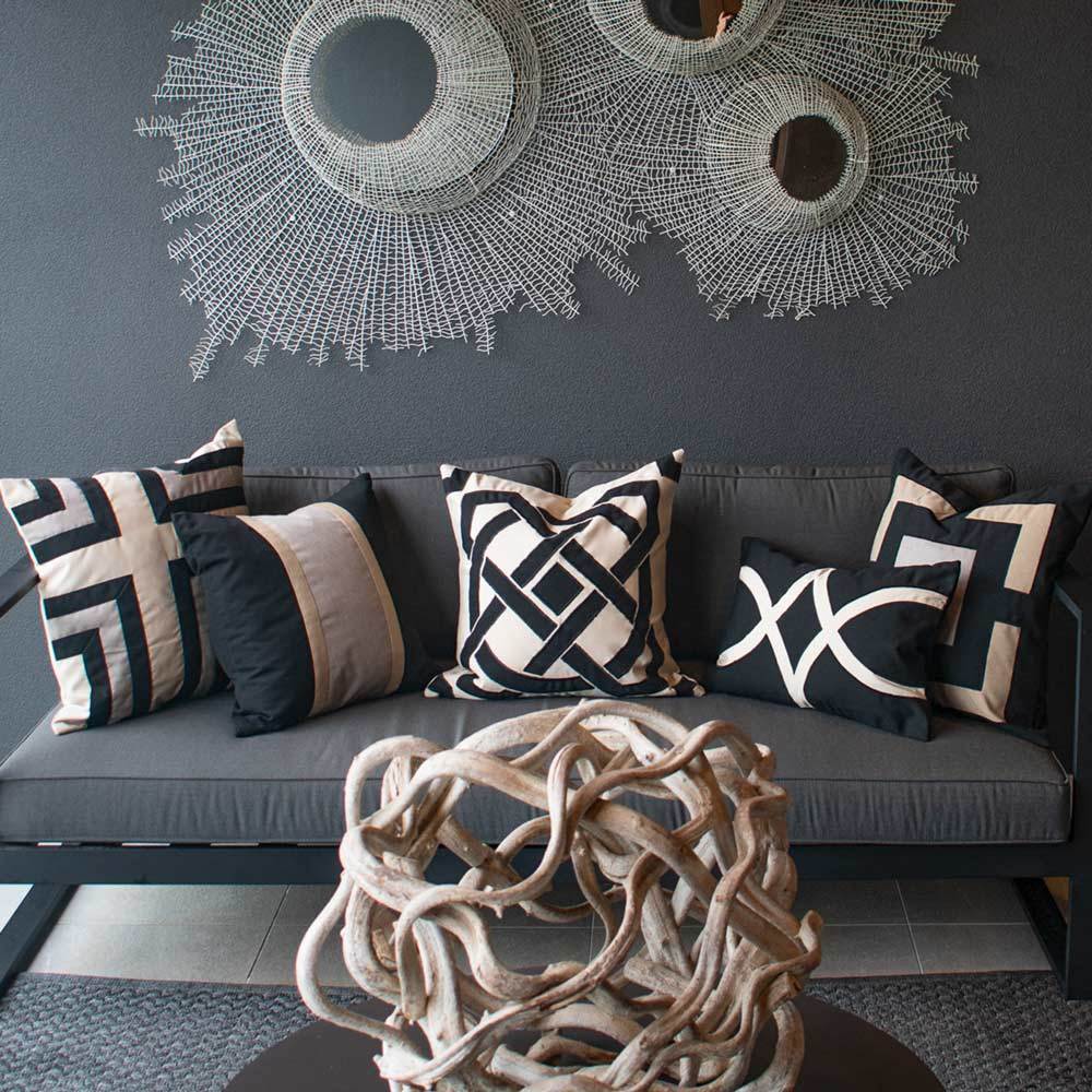 Outdoor Regent Cross Black Lounge Cushion 55 x 55cm-abc