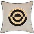 Place Mat Concentric Circles on Natural Linen Lounge Cushion 55 x 55 cm-abc