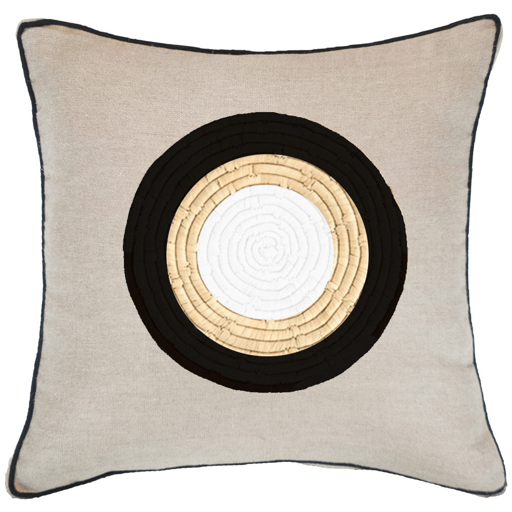 Place Mat Inner Circle on Natural Linen Lounge Cushion 55 x 55 cm-abc