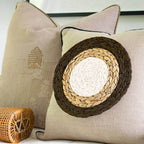 Place Mat Inner Circle on Natural Linen Lounge Cushion 55 x 55 cm-abc