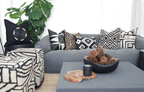 Place Mat Natural on Black Lounge Cushion 55 x 55cm-abc