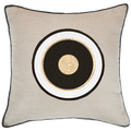 Place Mat Outer Circle on Natural Linen Lounge Cushion 55 x 55 cm-abc