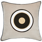 Place Mat Outer Circle on Natural Linen Lounge Cushion 55 x 55 cm-abc