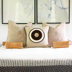 Place Mat Outer Circle on Natural Linen Lounge Cushion 55 x 55 cm-abc