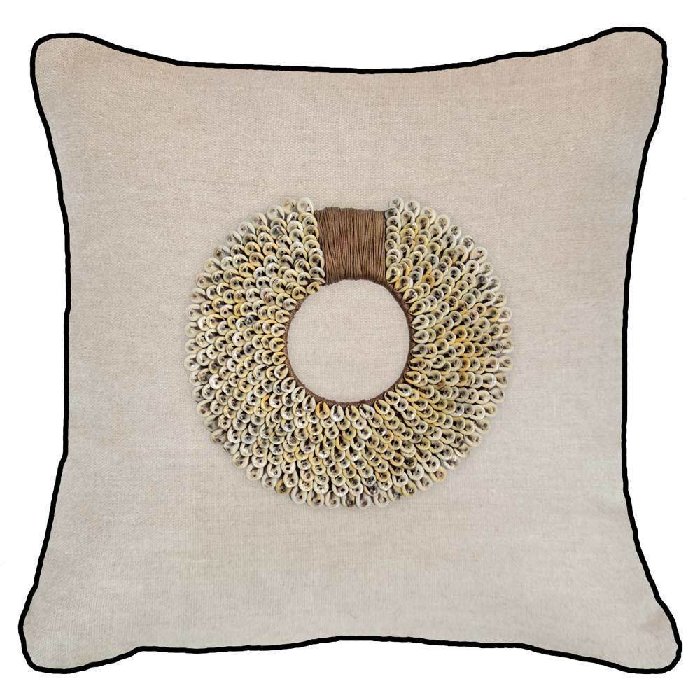 Shell Ring Coffee Natural Lounge Cushion 55 x 55 cm-abc
