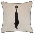 Tassel Mex on Natural Linen Lounge Cushion 55 x 55 cm-abc