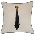 Tassel Mex on Natural Linen Lounge Cushion 55 x 55 cm-abc