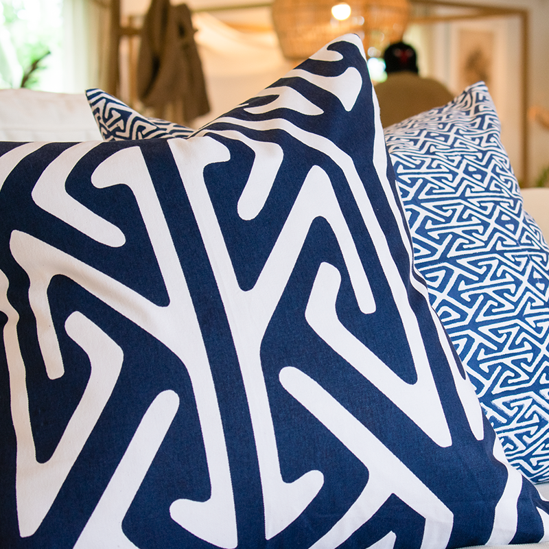 Arrow Head Screen Navy Lounge Cushion 55 x 55cm-abc